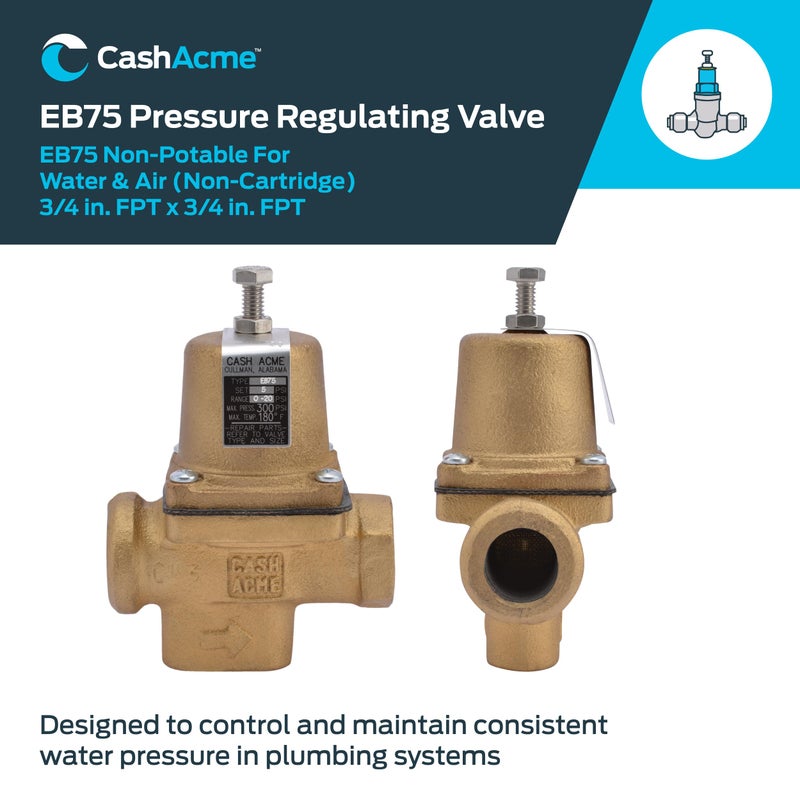 Cash Acme 3/4 Inch EB75 FPT x FPT Pressure Regulator Valve (PRV), 5 PSI, 20662-0005 - Image 2